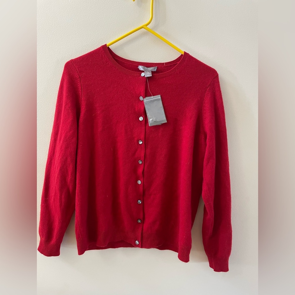 Cashmere Red Cardigan size L